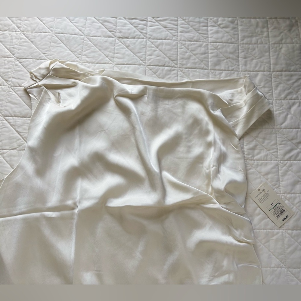 A New Day White Cream Off-The-Shoulder Satin Maxi Dress NWT - 1X - Picture 4 of 9